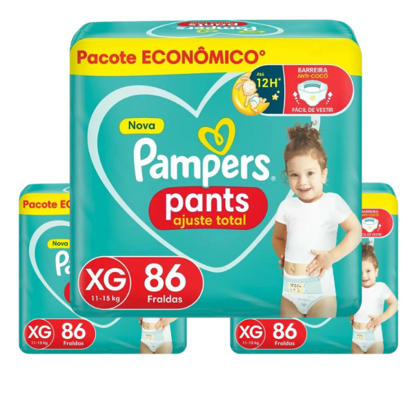 KIT 3 EM 1 - 3 und Fralda Pampers Pants Ajuste Total Max 86 Unidades